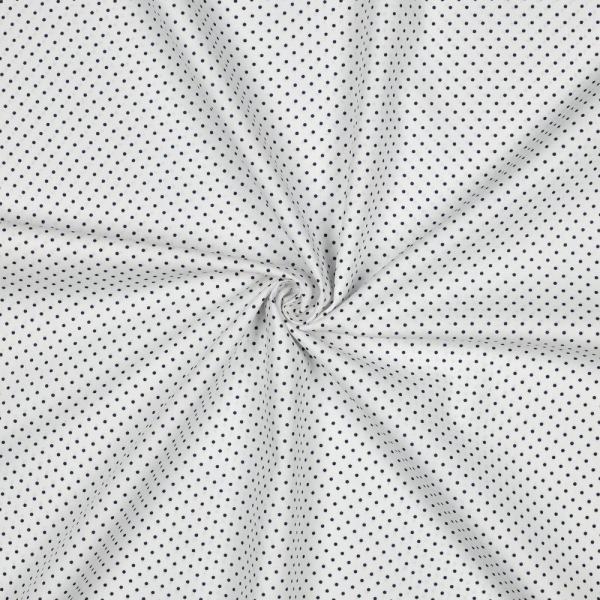 Baumwoll Druck Tupfen Weiß/Dunkelblau 2mm